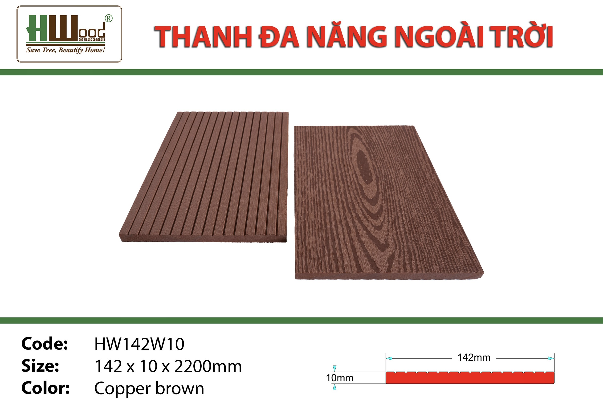 Gỗ nhựa ngoài trời Hwood Bình Dương